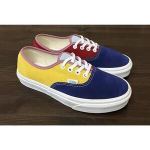 Vans Authentic Skate Shoes Sunshine Blue Red Yellow Gray Suede W 7.5 M 6